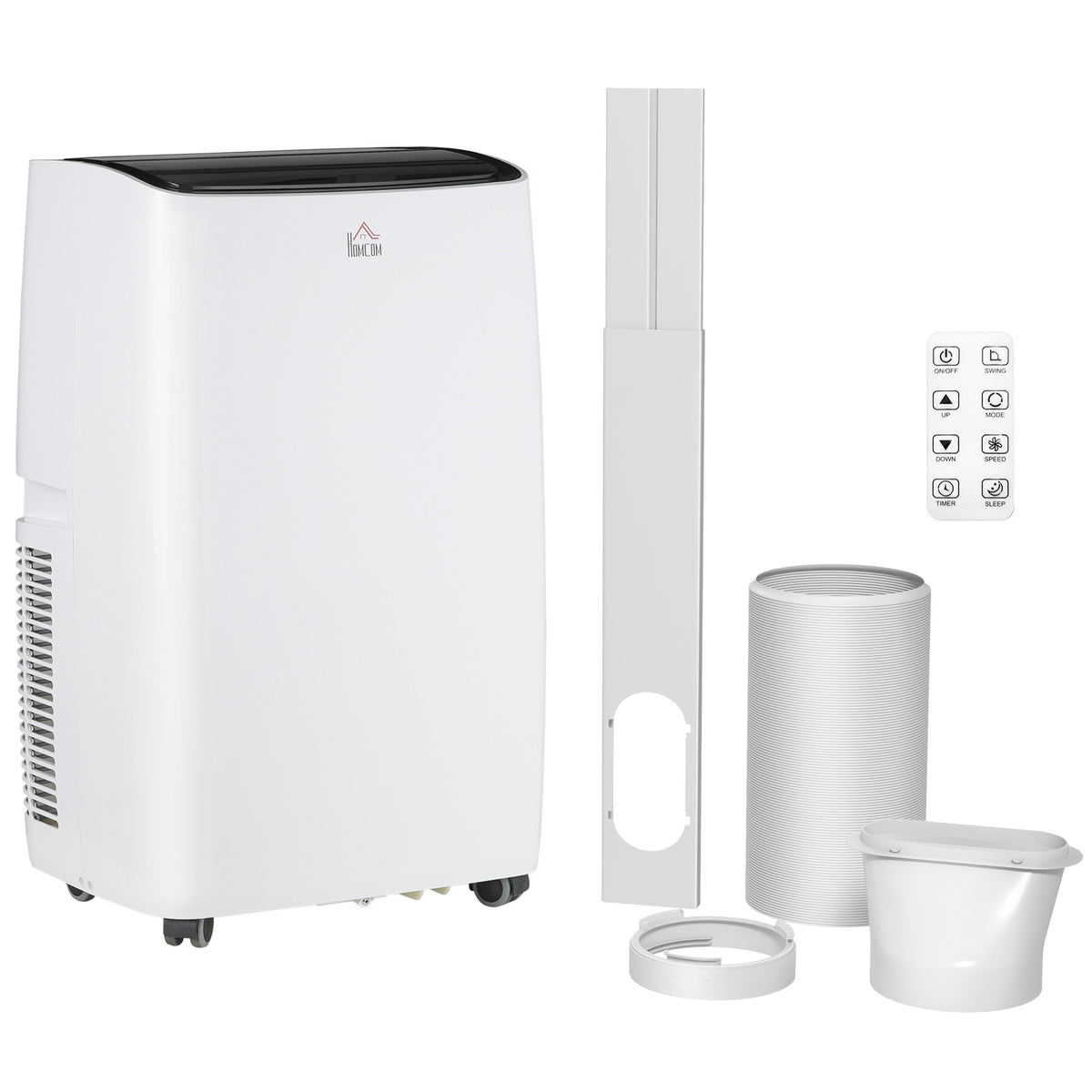 HOMCOM 14000 BTU Air Conditioning Unit, 3-in-1 Portable Air Conditioner, Dehumidifier, Cooling Fan with 3 Speeds, Remote Control, LED Display, 24H Timer, Window Venting Kit, Children Lock, 40m\'c2\'b2