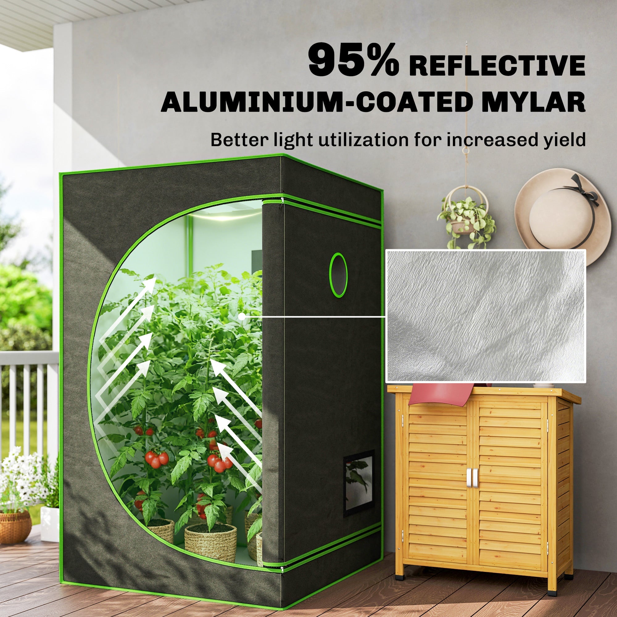 Outsunny Grow Tent 120 x 120 x 200 cm, Reflective Mylar Hydroponic Gro – Wish Interiors