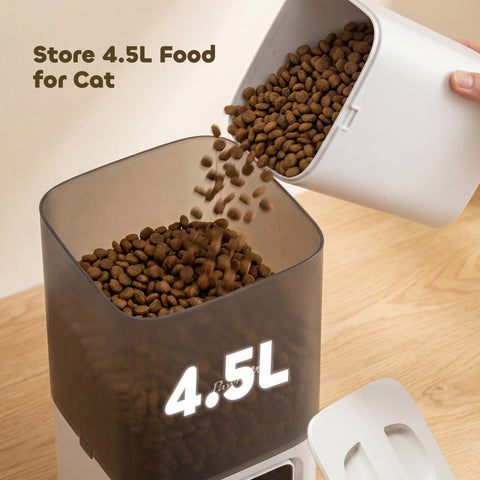 PawHut Automatic Cat Feeder, 4.5L WiFi Cat Food Dispenser with Timer, Programmable 1-10 Meals, Auto Pet Feeder