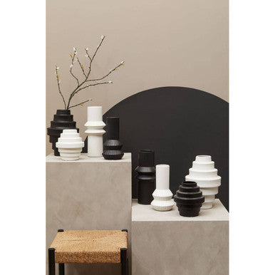 Fabia Black Ribbed Vase