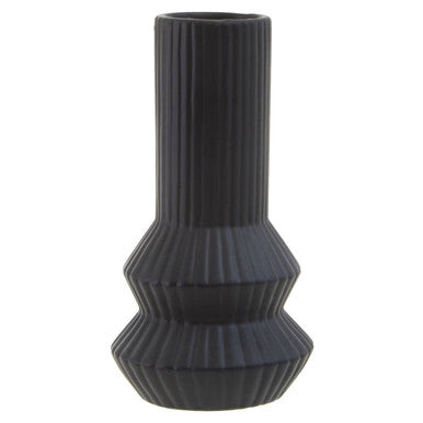 Fabia Black Ribbed Vase