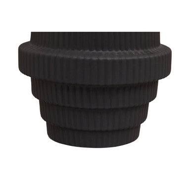 Black small step ribbed ceramic planter with tiered concentric rings fabia black small step design vase