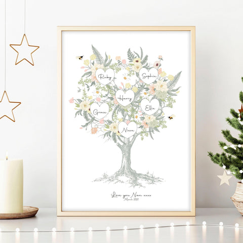Family tree artwork Personalised wall art print