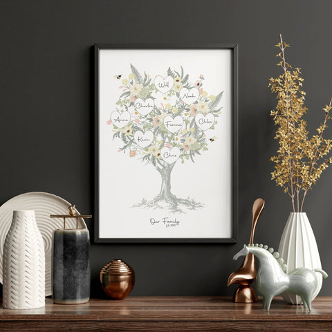 Family tree artwork Personalised wall art print