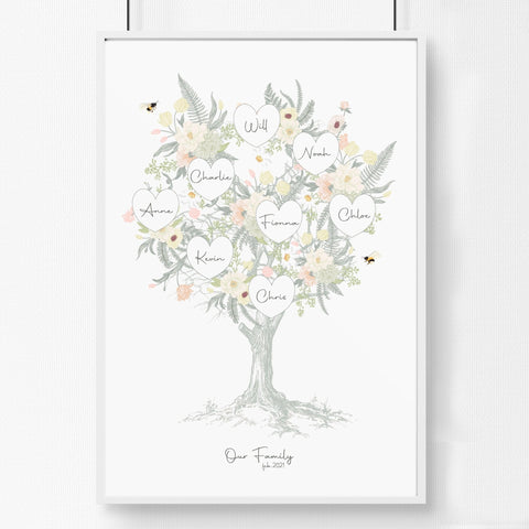 Family tree artwork Personalised wall art print