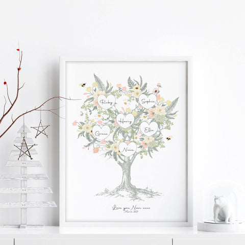 Family tree artwork Personalised wall art print