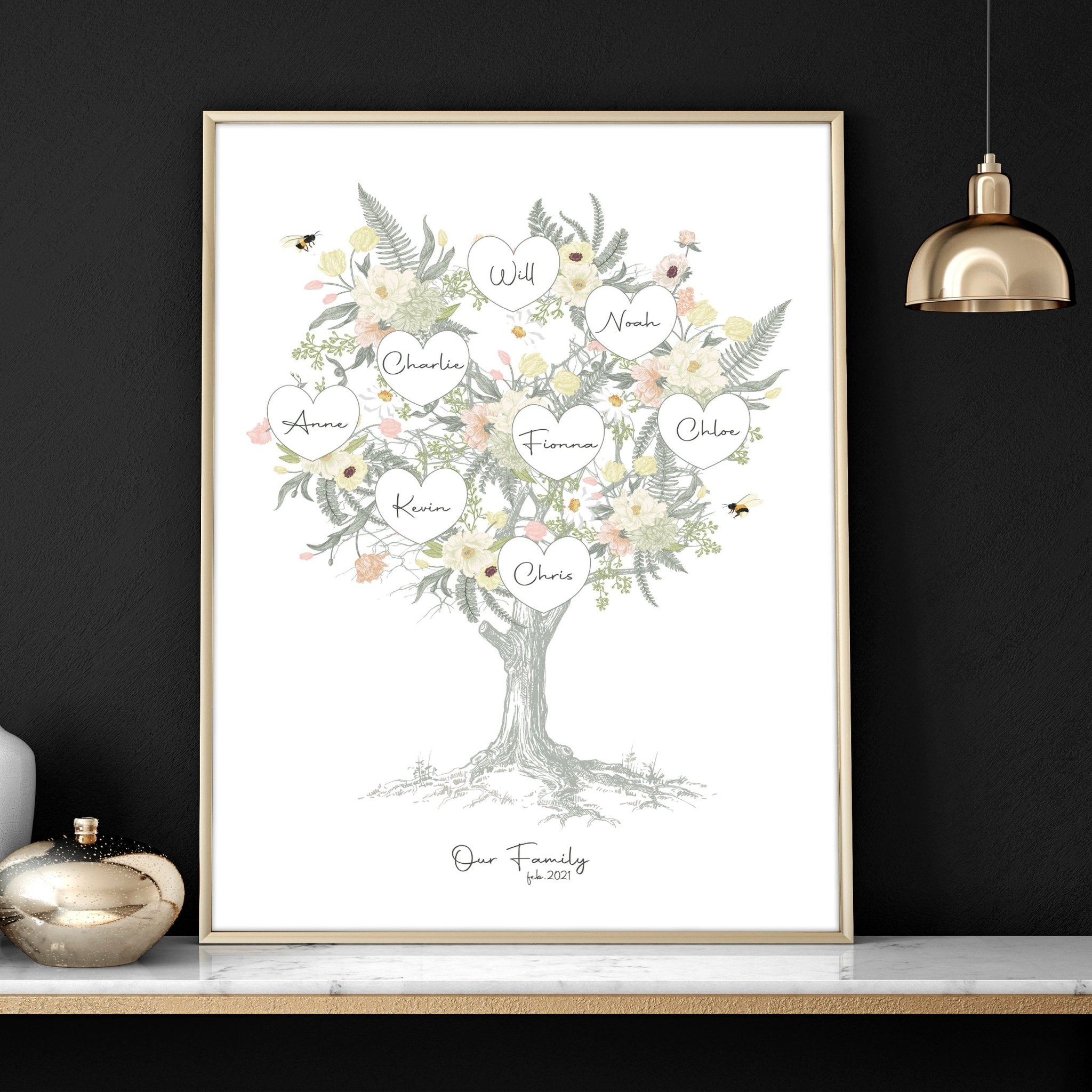 Family tree artwork Personalised wall art print