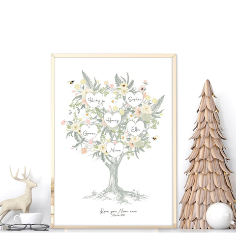 Family tree artwork Personalised wall art print