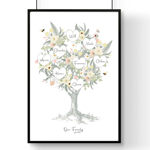 Family tree artwork Personalised wall art print