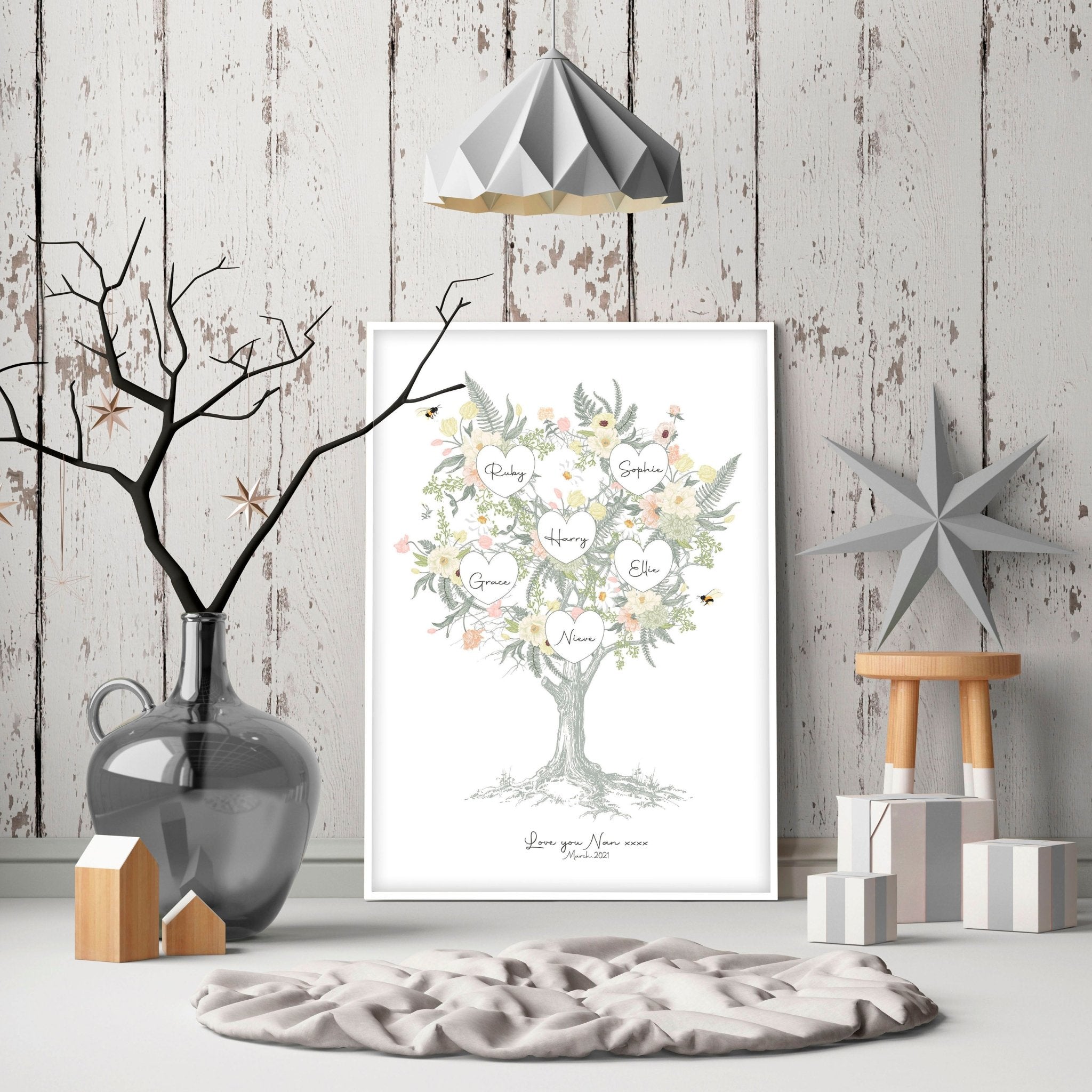 Family tree artwork Personalised wall art print