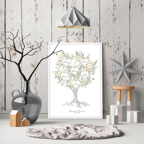 Family tree artwork Personalised wall art print