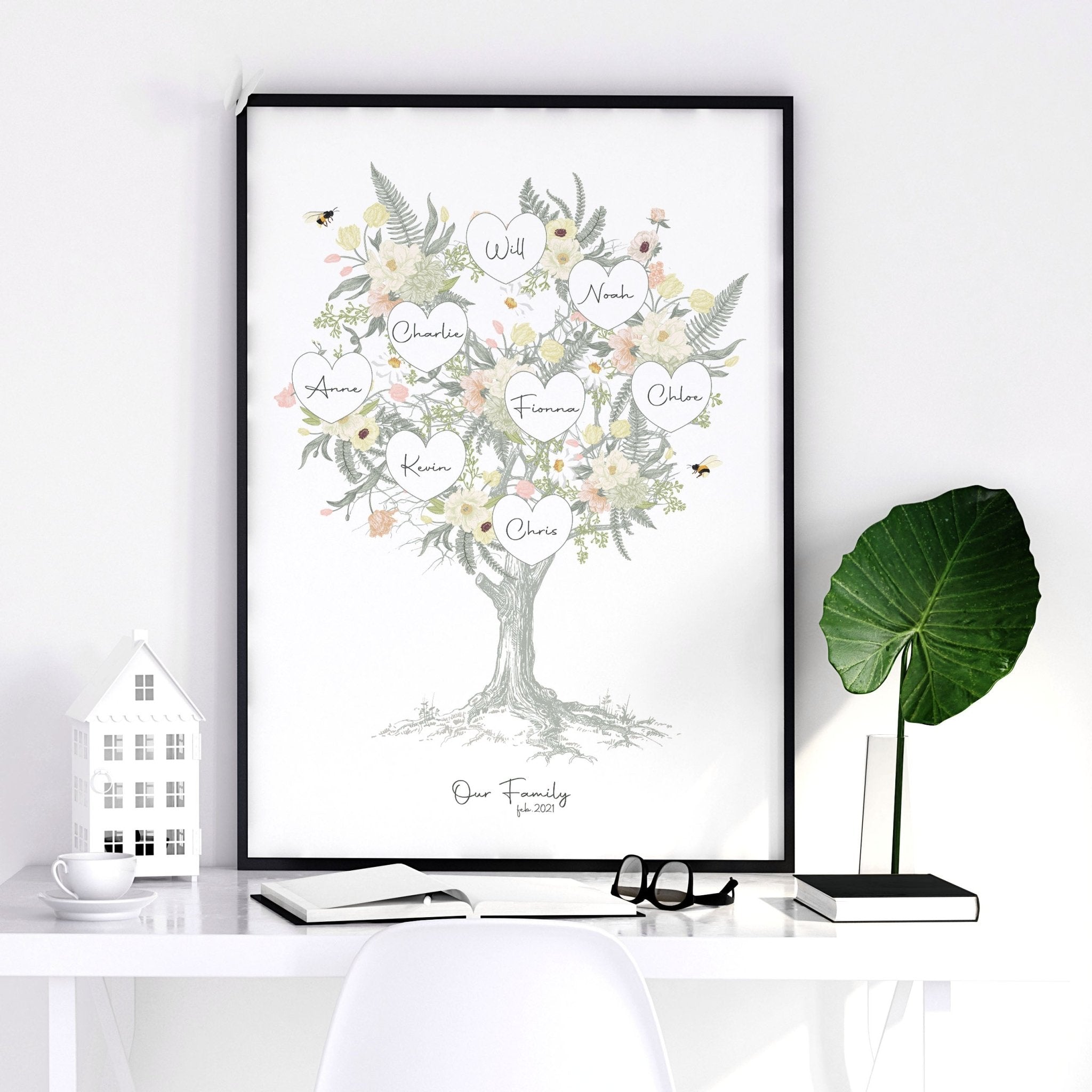 Family tree artwork Personalised wall art print