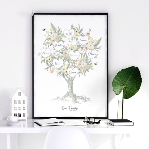 Family tree artwork Personalised wall art print