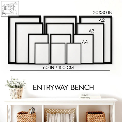 Set of black minimalist picture frames in a2 a3 a4 sizes for family tree print botanical wall art prints