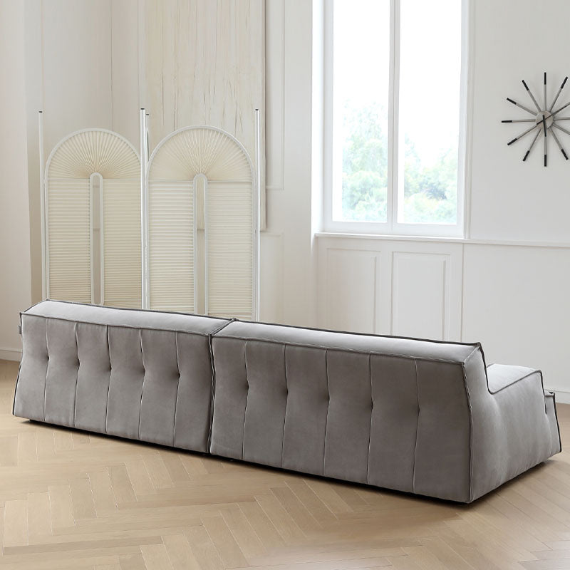 Gray tufted velvet sectional sofa in suede material available as two seater three seater and four seater options