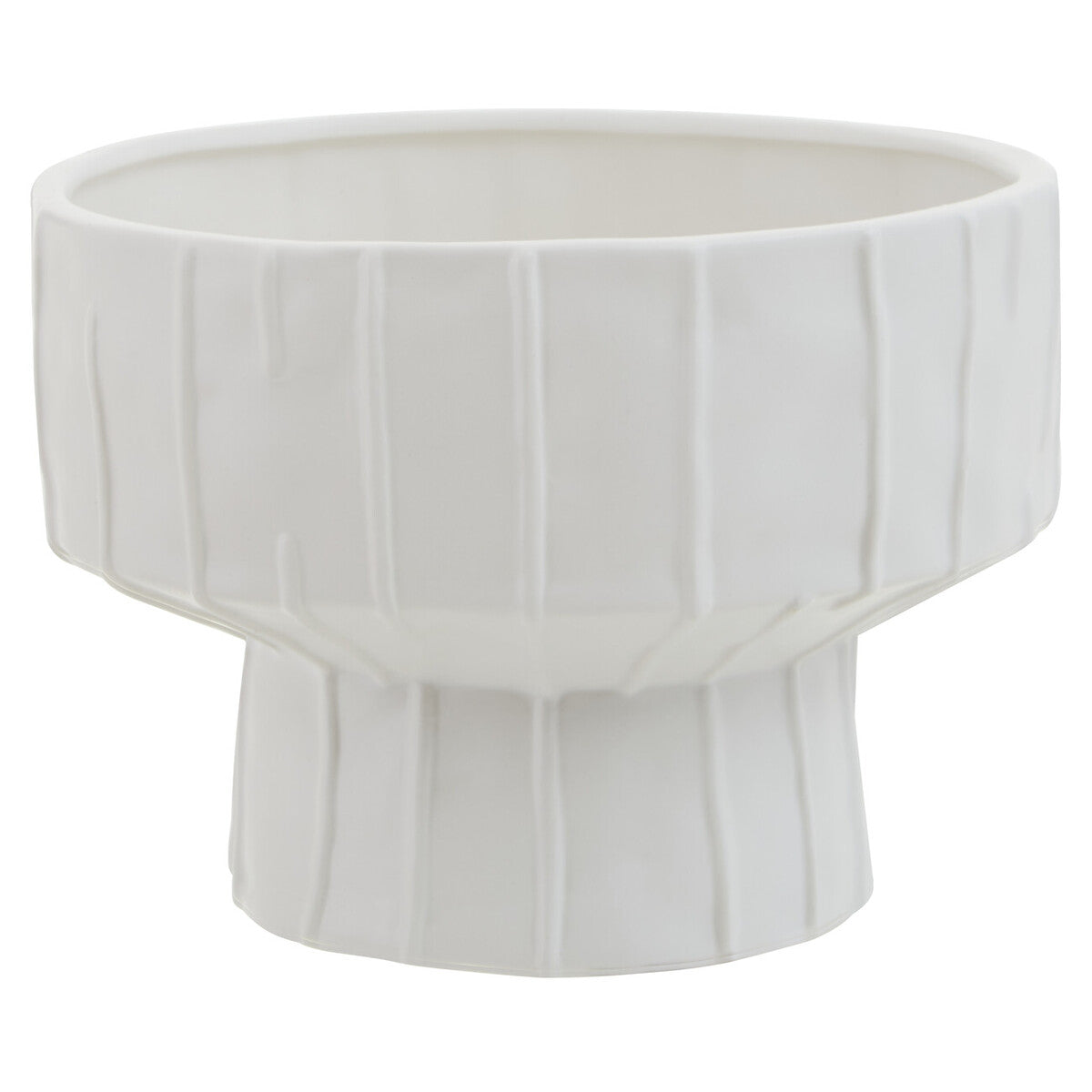 Fara white vase made of ceramic with vertical ridges and a flared base white vase perfect for decor
