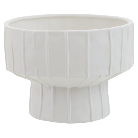 Fara white vase made of ceramic with vertical ridges and a flared base white vase perfect for decor