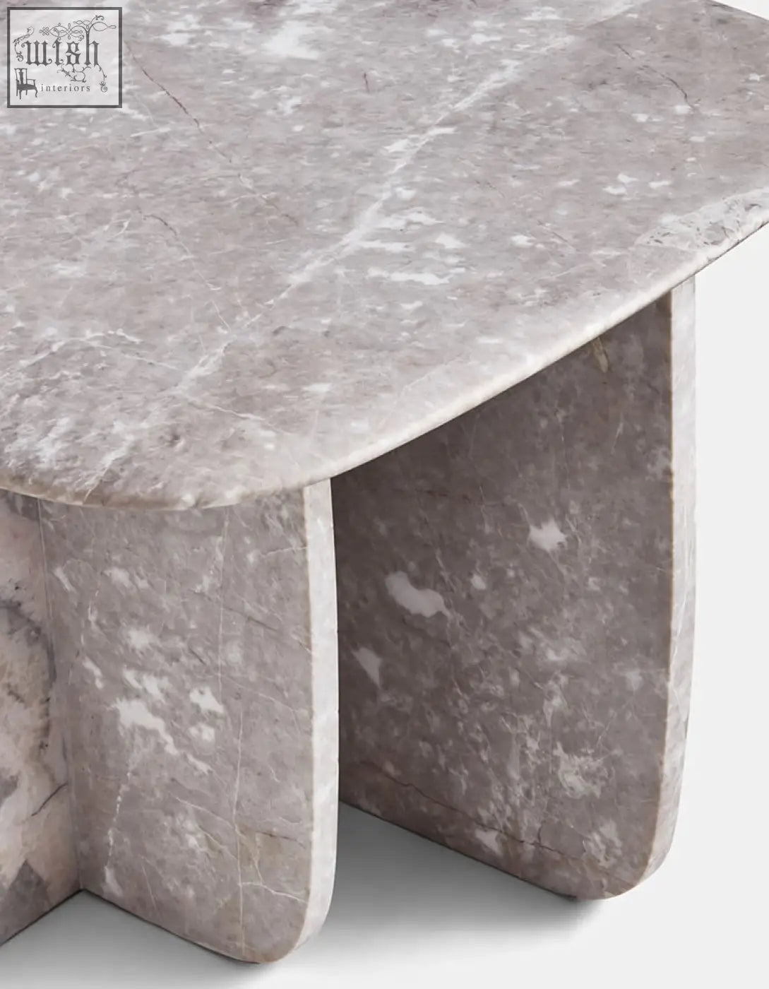 Farina side table with smooth gray natural stone marble top and sculpted legs perfect for stylish living rooms offer financing