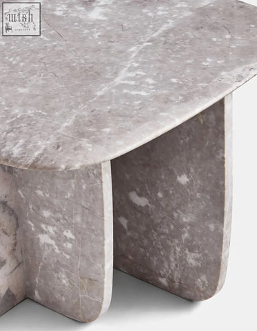 Farina side table with smooth gray natural stone marble top and sculpted legs perfect for stylish living rooms offer financing