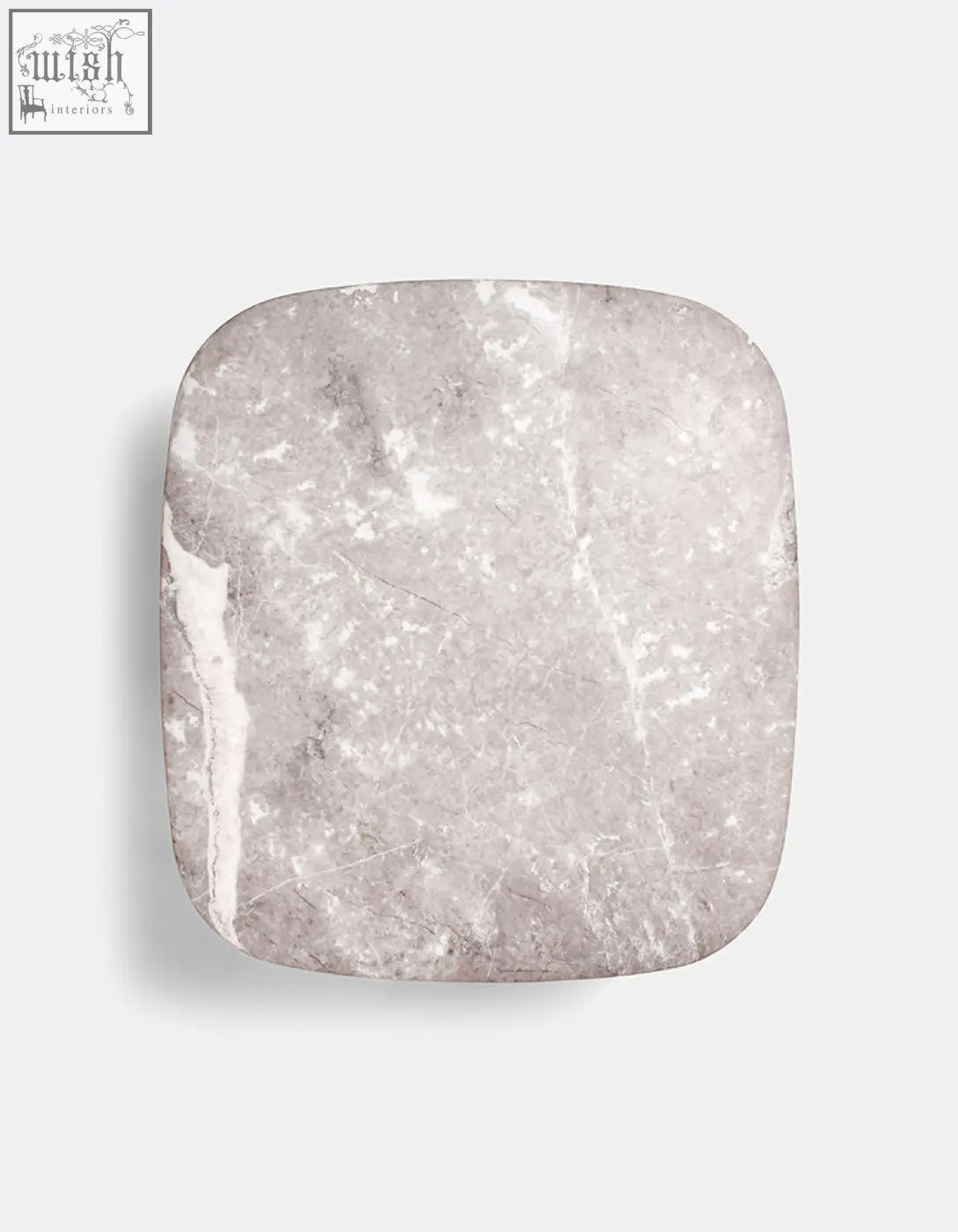A sleek gray marble coaster with rounded edges and subtle veins perfect for living rooms and natural stone lovers