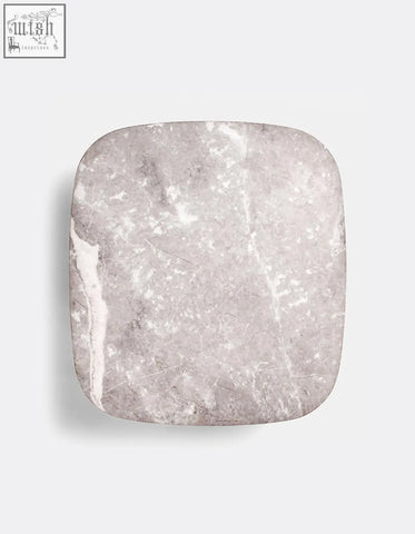 A sleek gray marble coaster with rounded edges and subtle veins perfect for living rooms and natural stone lovers