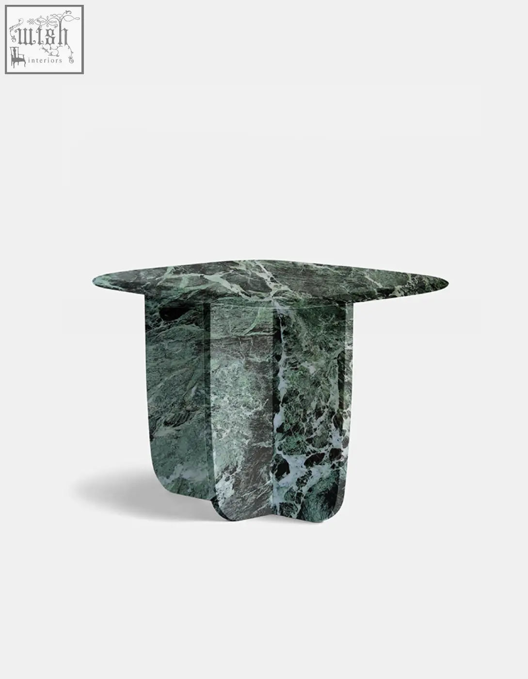 Farina side table made of dark green natural stone marble with white black veining ideal for living rooms offer financing