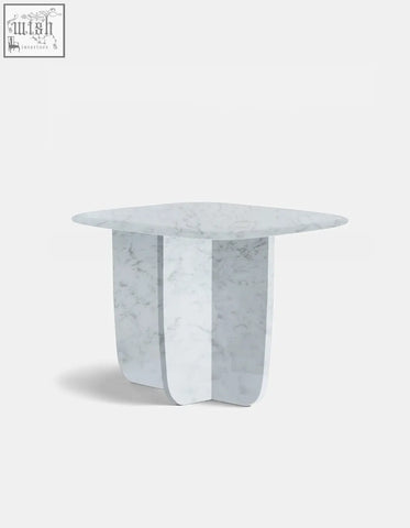 Farina side table white marble with natural stone top and sculpted base perfect for living rooms and low shipping cost