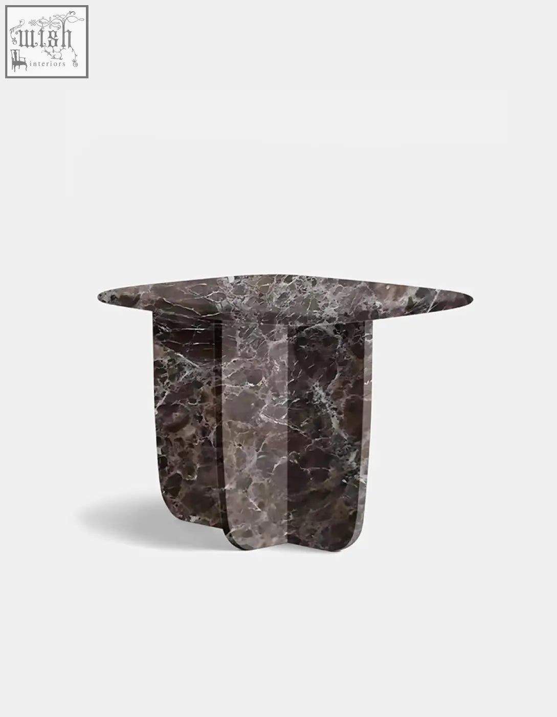 Farina side table dark gray marble coffee table with natural stone top and sleek curved edges perfect for living rooms offer financing