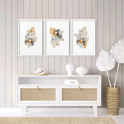 Botanical illustration wall decor | set of 3 wall art prints