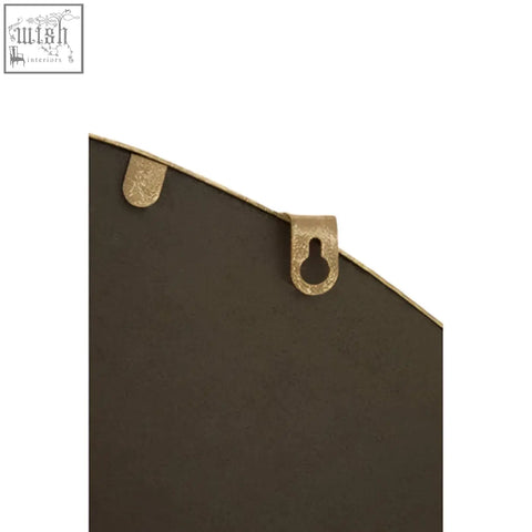 Black rectangular farran bird wall mirror with brass-colored hanging brackets showcasing wall mirror features