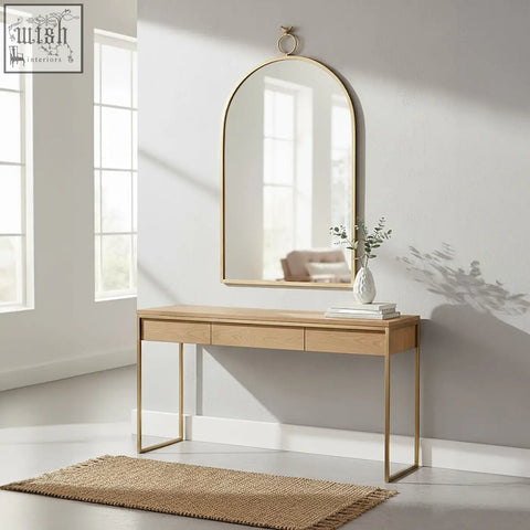 Gold-framed farran bird wall mirror with arched shape and decorative ring top showcasing elegant wall mirror features