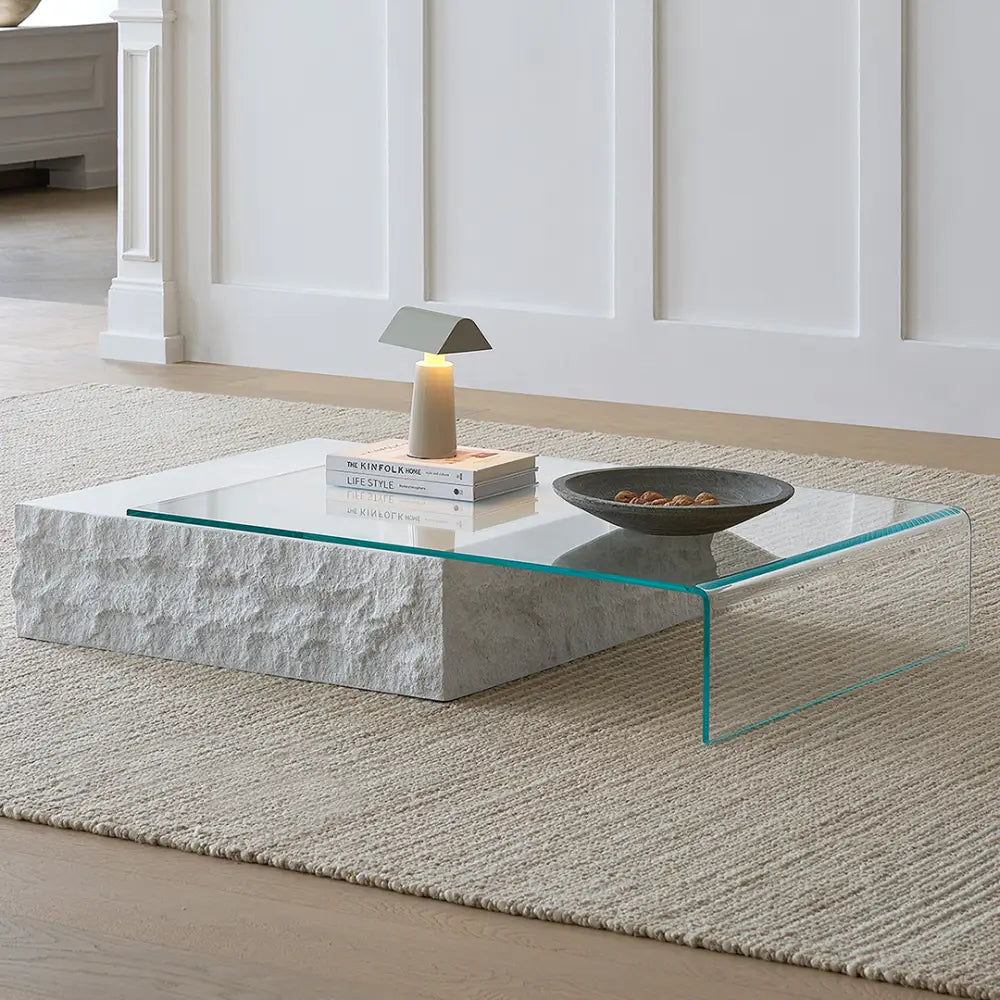 Fatima Extendable Pedestal Coffee Table Glass & Wood