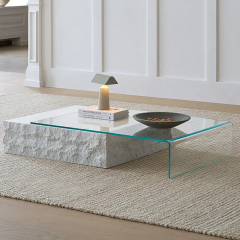 Fatima Extendable Pedestal Coffee Table Glass & Wood