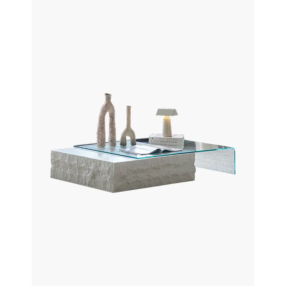 Fatima Extendable Pedestal Coffee Table Glass & Wood