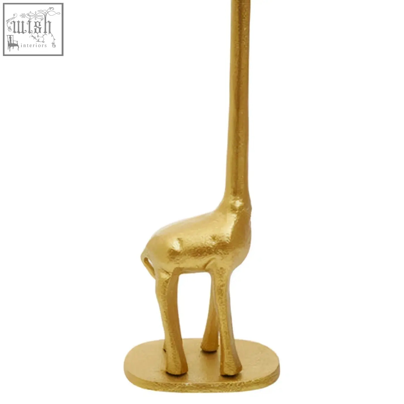 Gold-colored sleek minimalist giraffe toilet roll holder with smooth metallic finish perfect as a roll holder