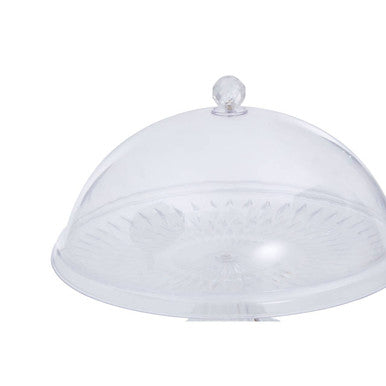 Faye clear acrylic cake stand with clear dome lid and rounded knob for easy food cover protection