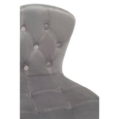 Fayth grey velvet buttoned home office chair with diamond-patterned tufted gray velvet upholstery
