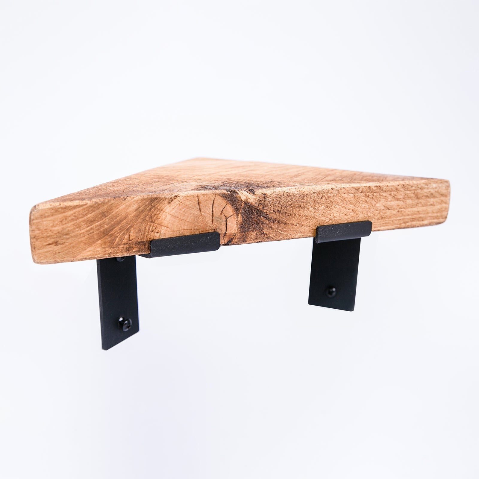 Handmade Bespoke Corner Shelf | Rustic Wooden Shelf, Steel brackets & fixtures