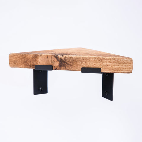 Handmade Bespoke Corner Shelf | Rustic Wooden Shelf, Steel brackets & fixtures