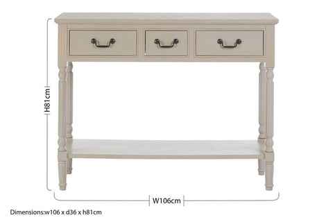 Heritage 3 Drawer Grey Putty Console Table