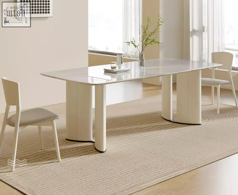 Modern white marble dining table felicia marble dining with sleek cylindrical legs perfect for stylish meals
