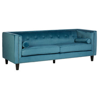 Felisa 3 Seat Teal Blue Velvet Sofa