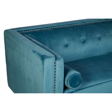 Felisa 3 Seat Teal Blue Velvet Sofa