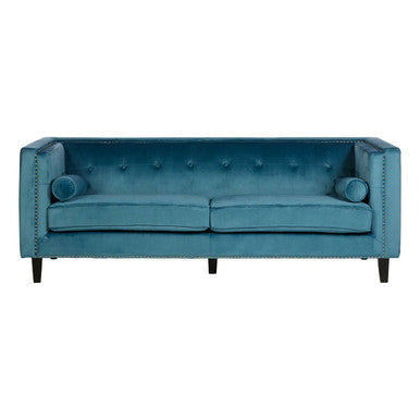Felisa 3 Seat Teal Blue Velvet Sofa