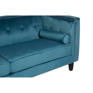 Felisa 3 Seat Teal Blue Velvet Sofa