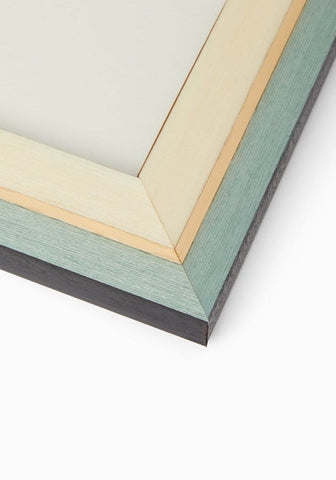 Layered ferrante marquetry frame 6x4 with distressed teal cream and dark wood finish for stylish photo display
