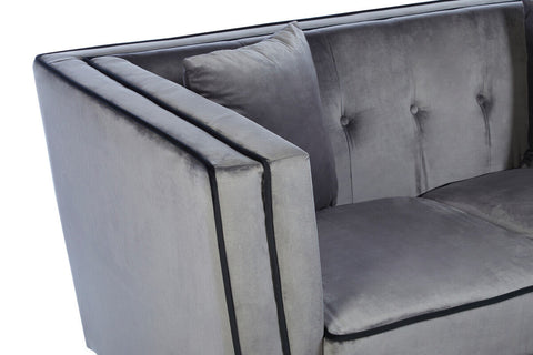 Ferris 3 Seat Grey Velvet Sofa