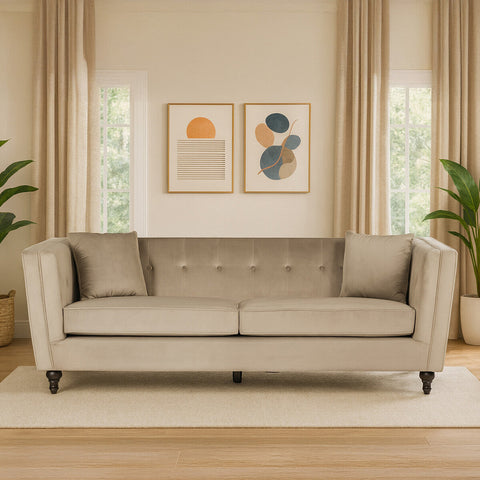 Ferris 3 Seat Mink Velvet Sofa