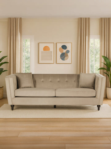 Ferris 3 Seat Mink Velvet Sofa