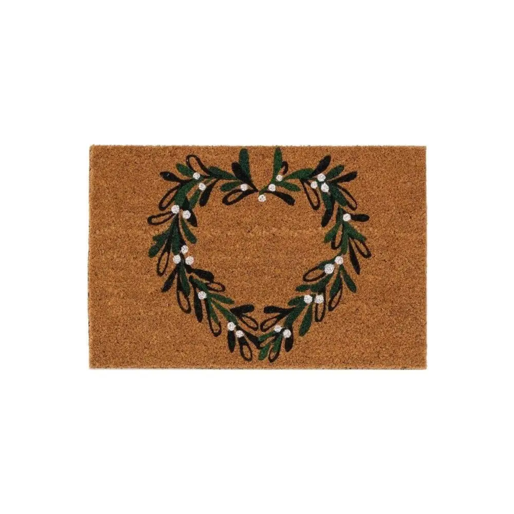 Festive Fun Coir Door Mat – 40x60 cm - Mistletoe Heart - Doormat